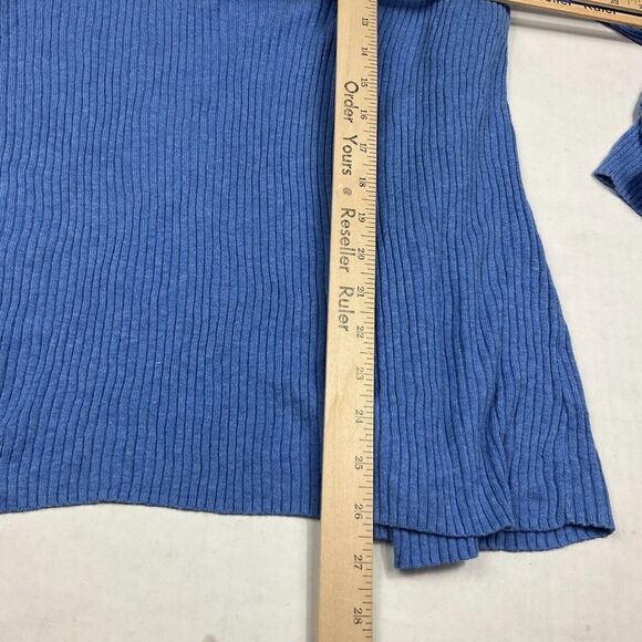 Talbots Womens 3/4 Sleeve Cardigan Blue Ribbed Knit Open Front Sweater SMALL - Picture 7 of 9